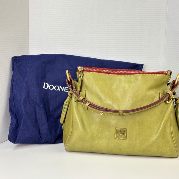 Dooney & Bourke Florentine Moss green Leather Satchel Bag Purse - Picture 1 of 12
